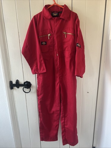 Kids red dickies overall - red,